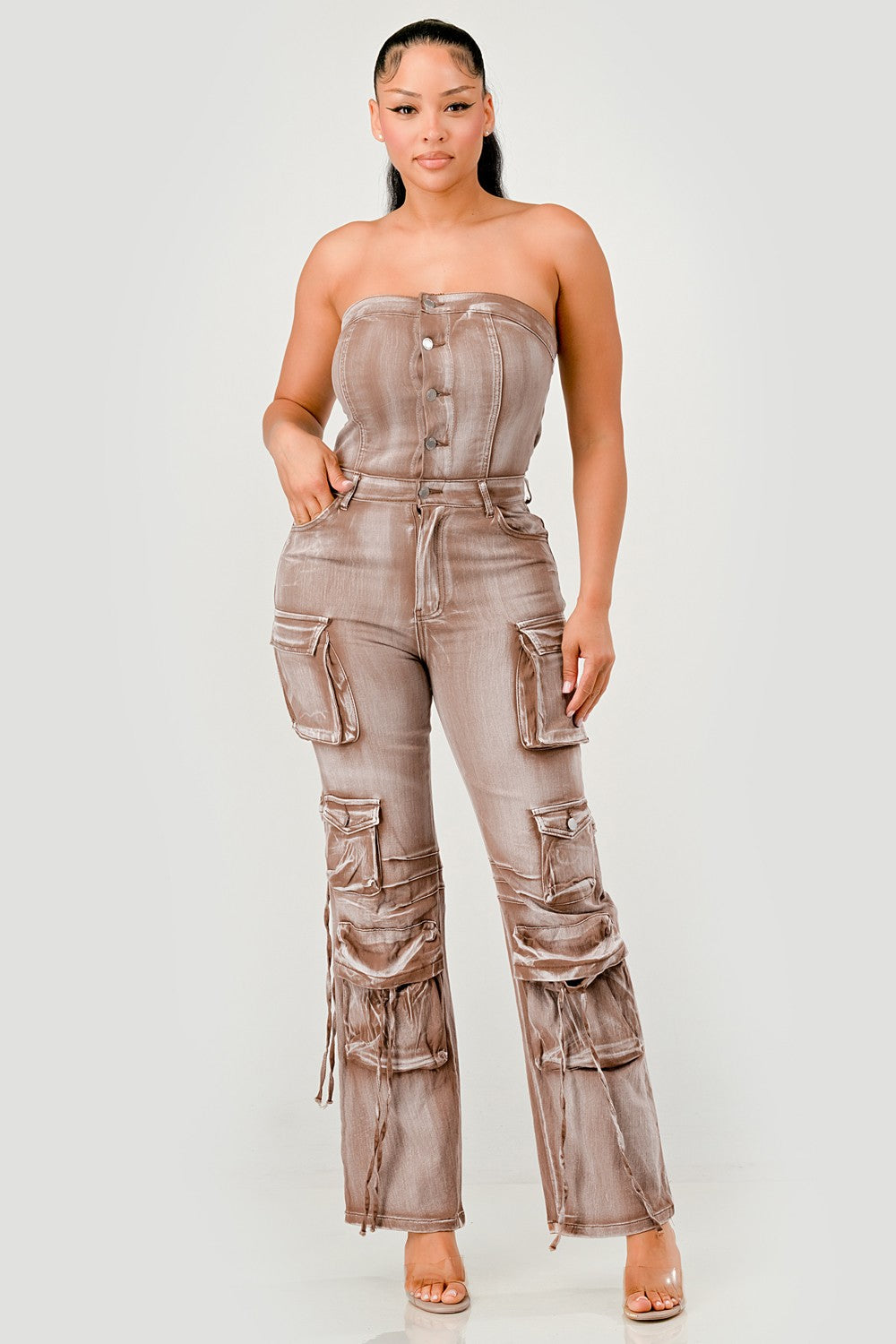 "Aliyah" Cargo Jumpsuit (brwn)