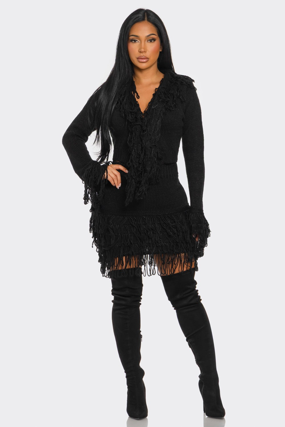 Carli Fringe Sweater Set