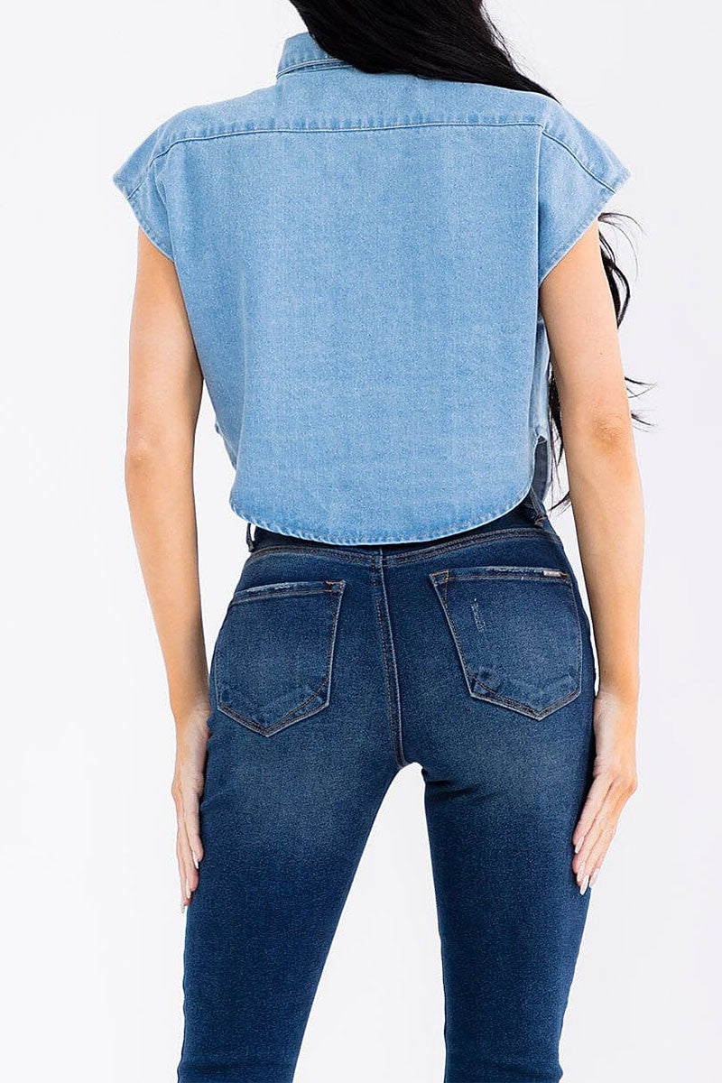 Bye Felecia Cargo Top-Denim