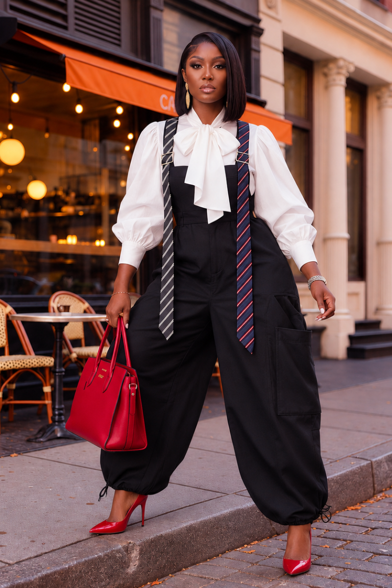 Standing On Business Jumpsuit-Blk