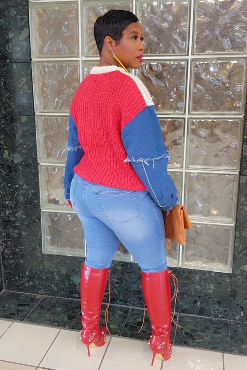 Andrea Colorblock Sweater (Red)