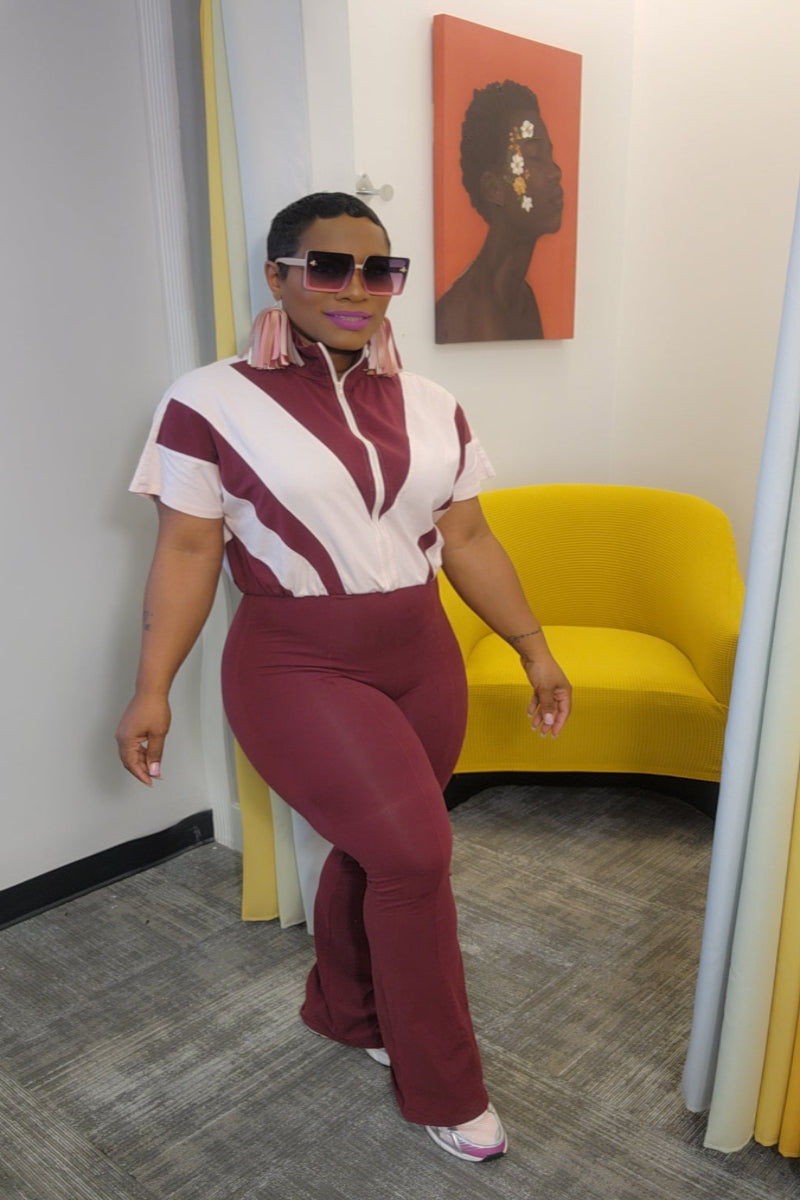 In The Right Direction Jumpsuit (Burg)