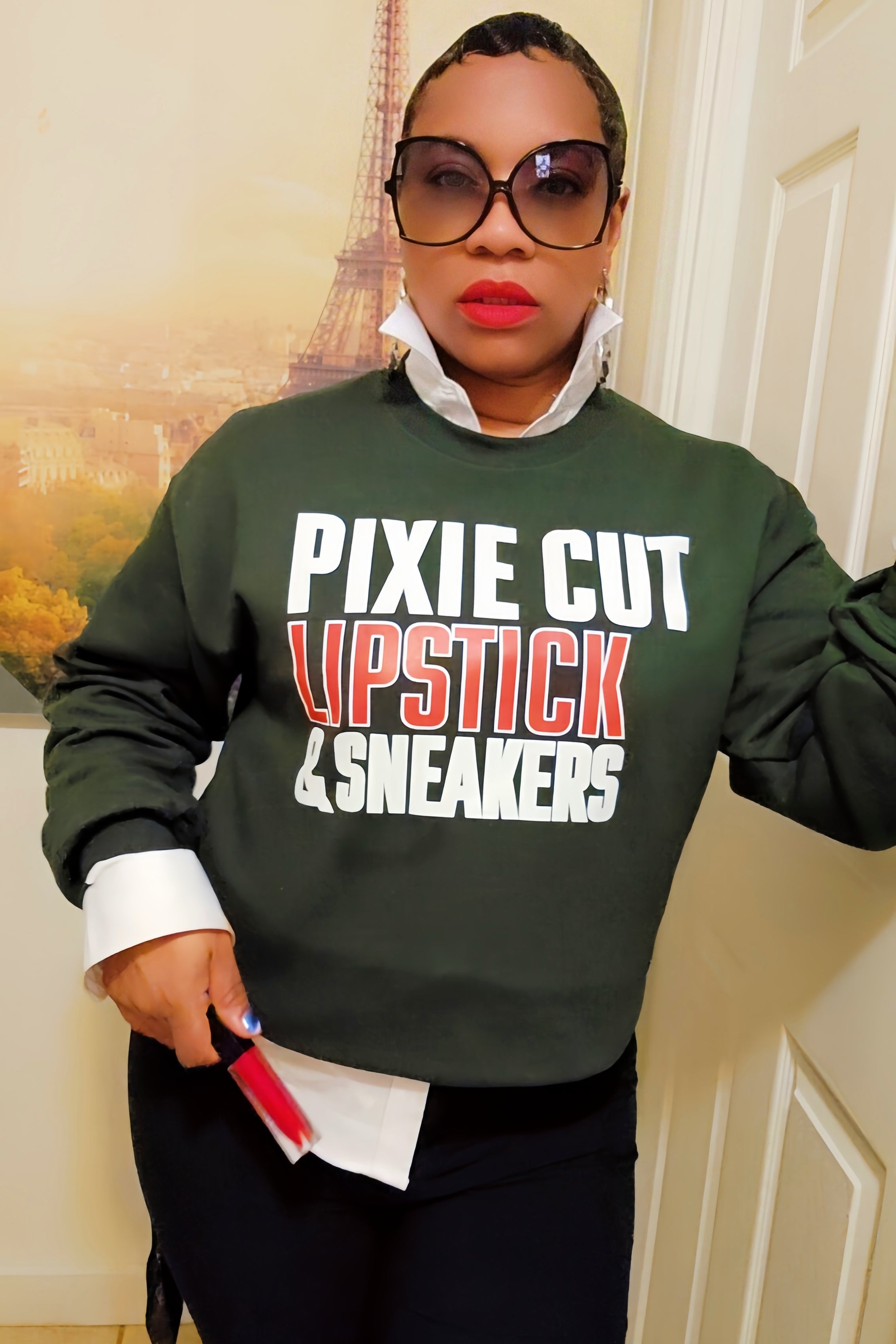 Pixie, Lipstick, & Sneakers Sweatshirt (Green)