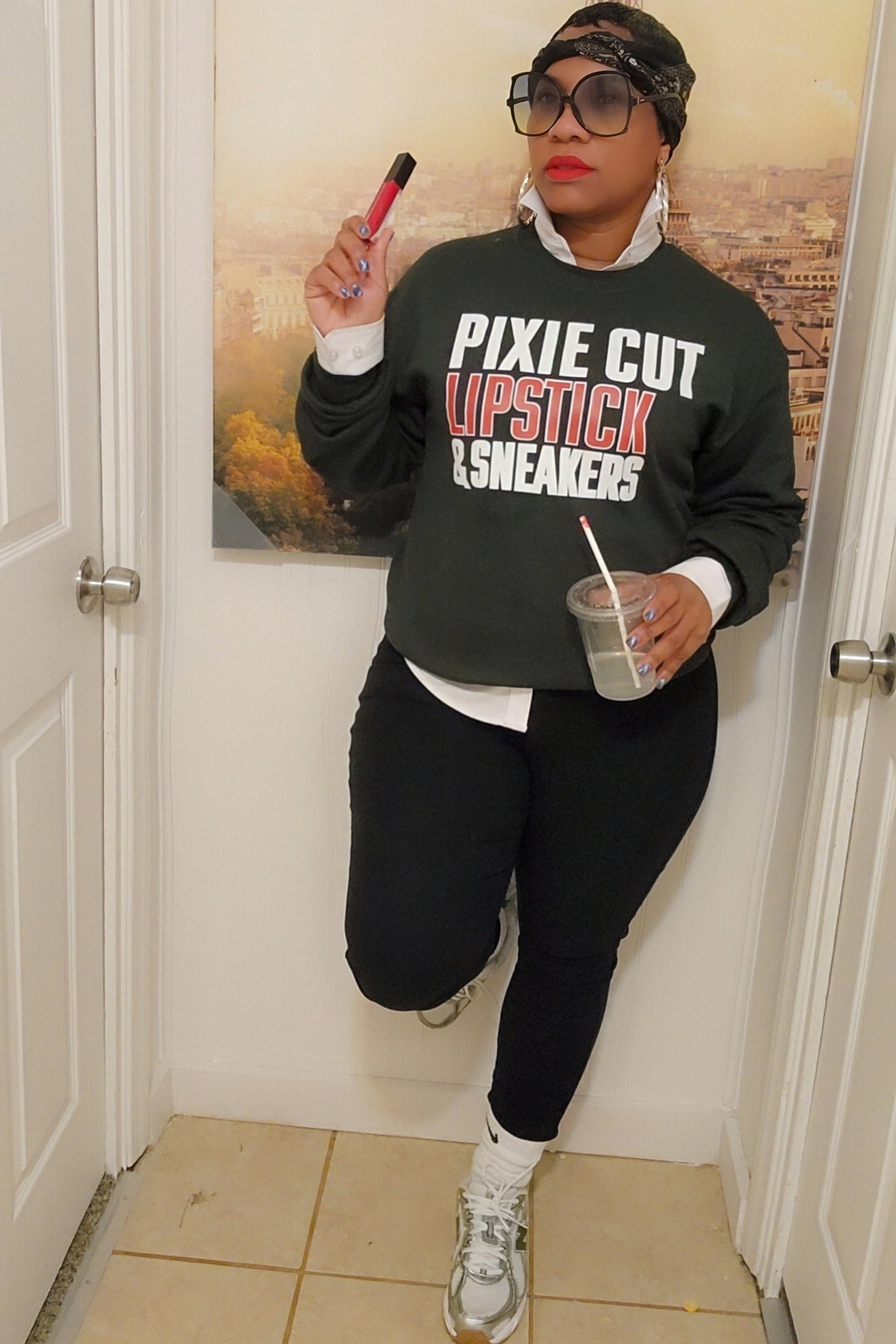 Pixie, Lipstick, & Sneakers Sweatshirt (Green)