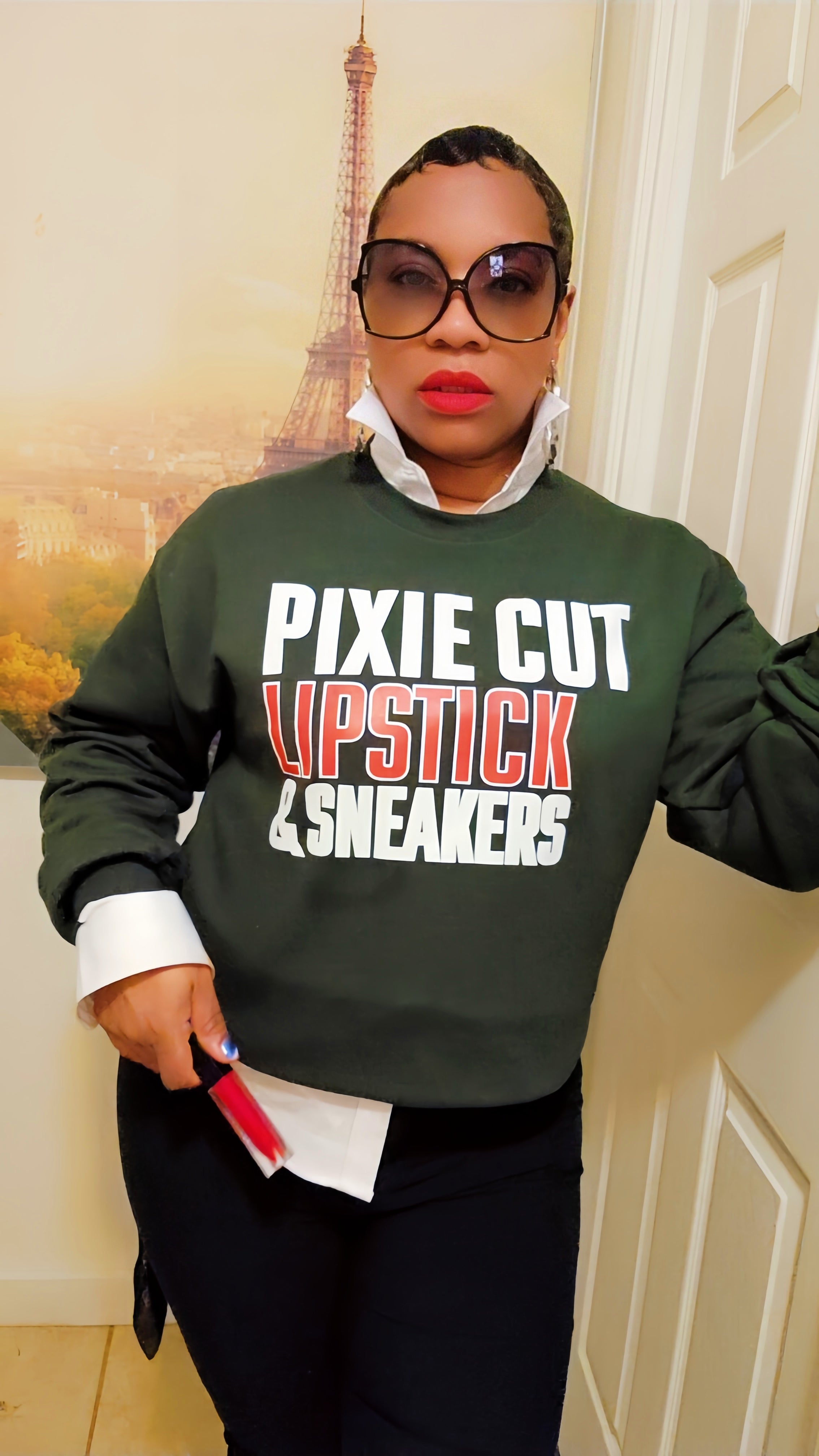 Pixie, Lipstick, & Sneakers Sweatshirt (Green)