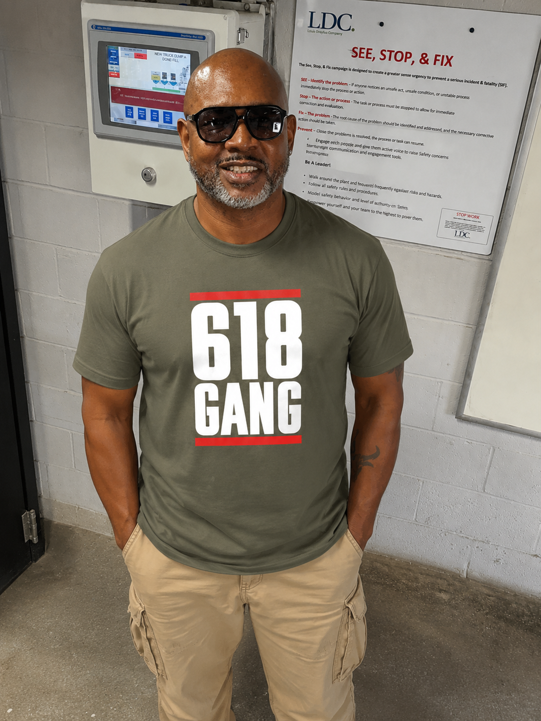 618 Gang T-shirt (olive/white)