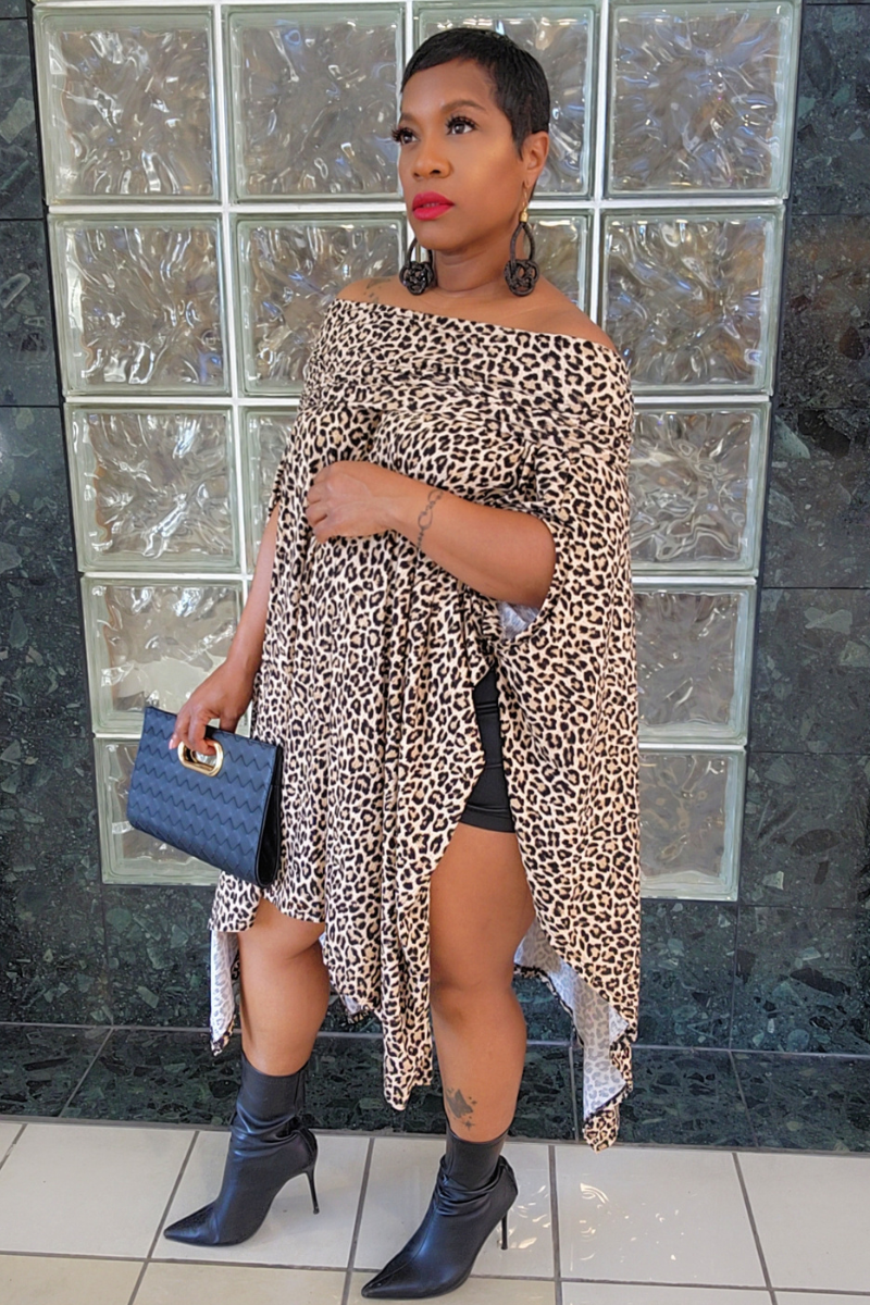 Eva Poncho Dress(cheetah)