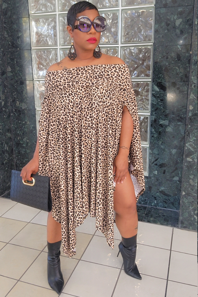 Eva Poncho Dress(cheetah)