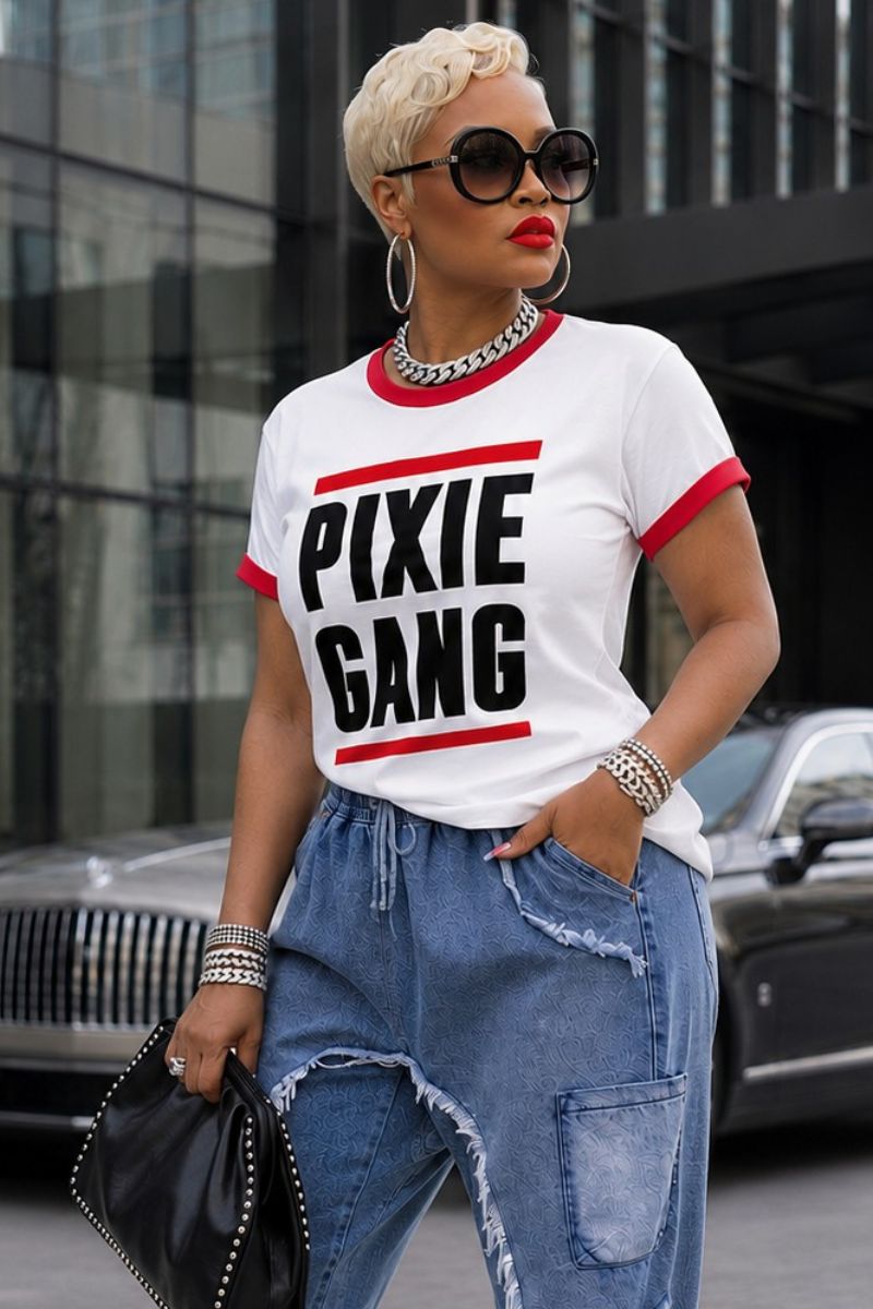 Pixie Gang Ringer Tee (red)