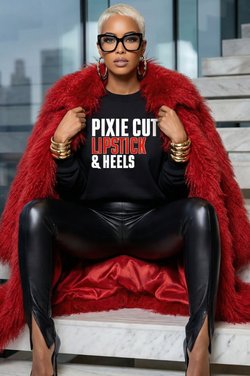 Pixie Cut, Lipsitck, & Heels (blk)