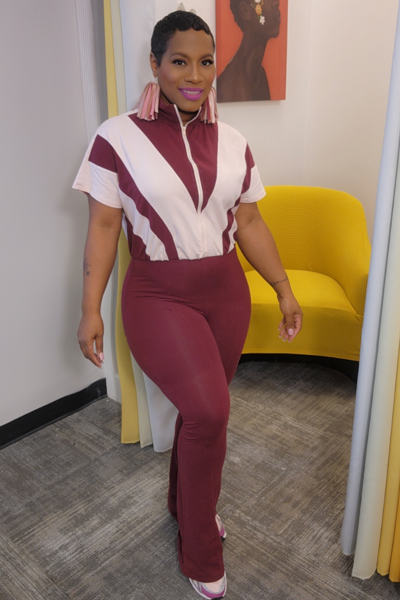 In The Right Direction Jumpsuit (Burg)