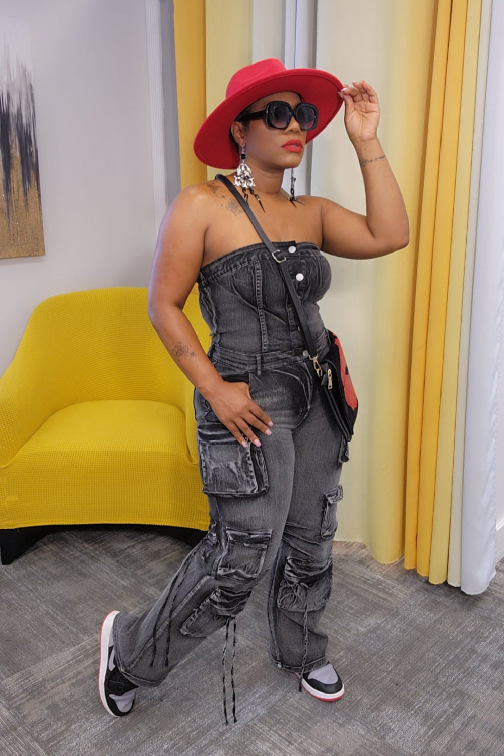 "Aliyah" Cargo Jumpsuit (blk)