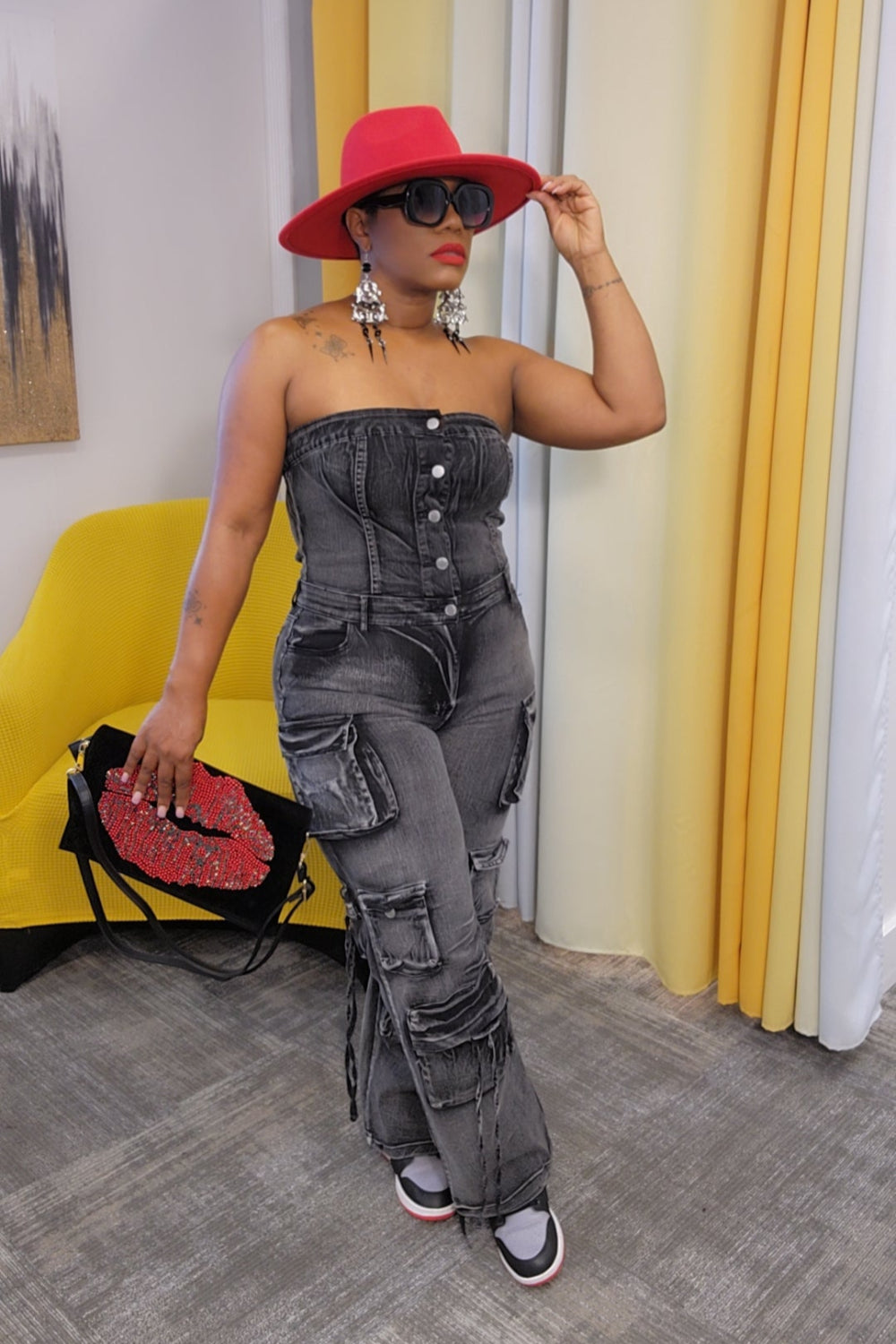 "Aliyah" Cargo Jumpsuit (blk)