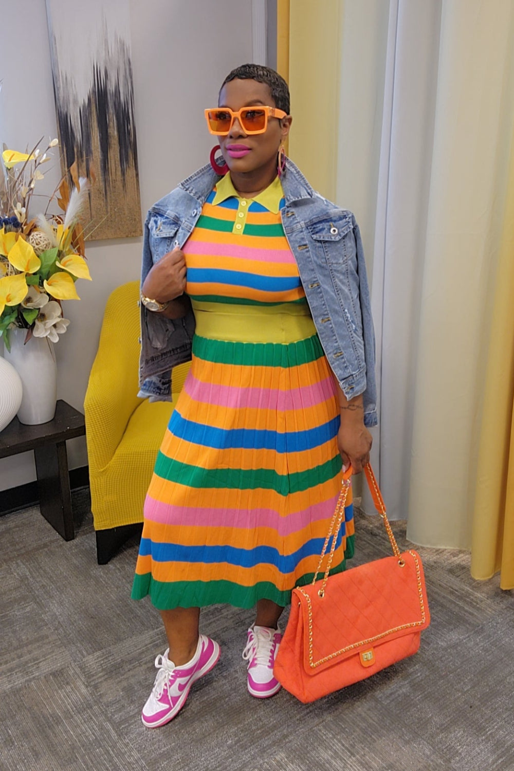 Kenni Striped Skirt Set