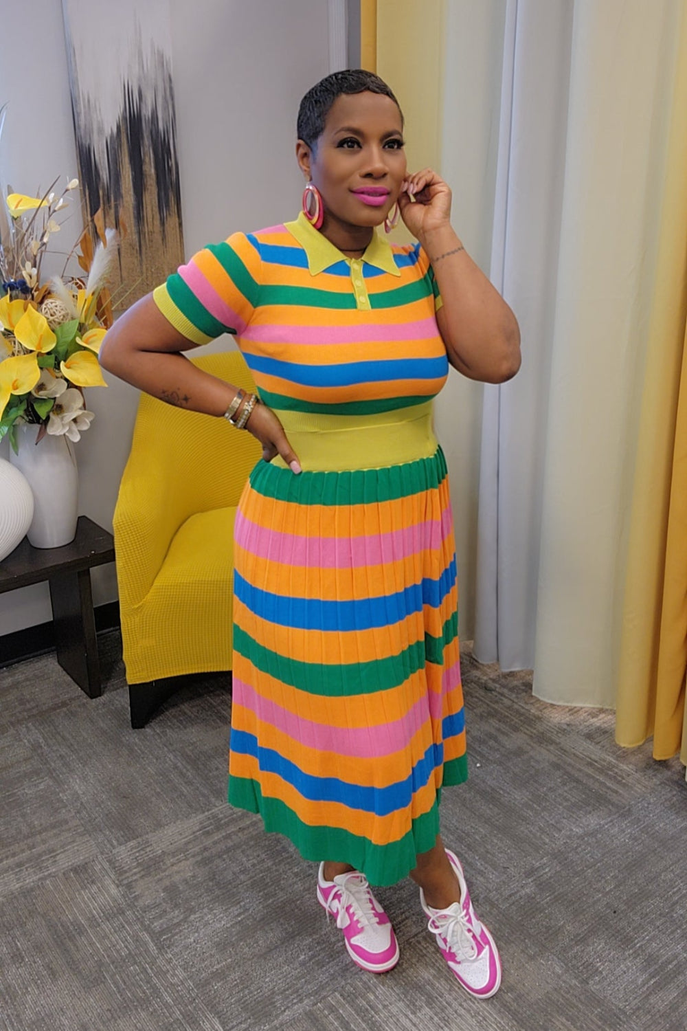 Kenni Striped Skirt Set