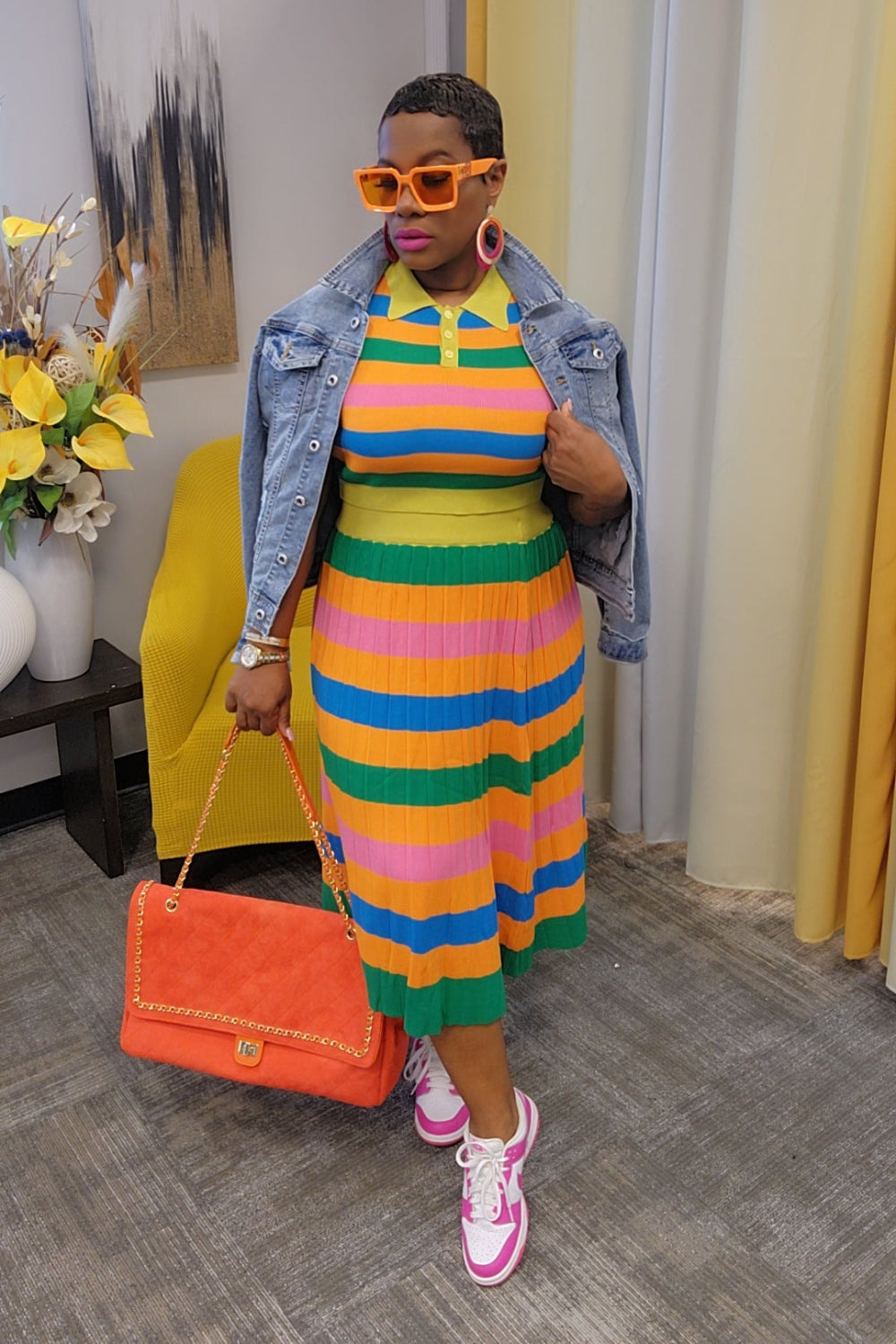 Kenni Striped Skirt Set