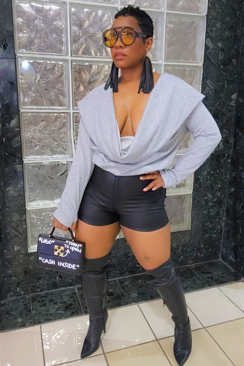 Teyanna Draped Top (Grey)