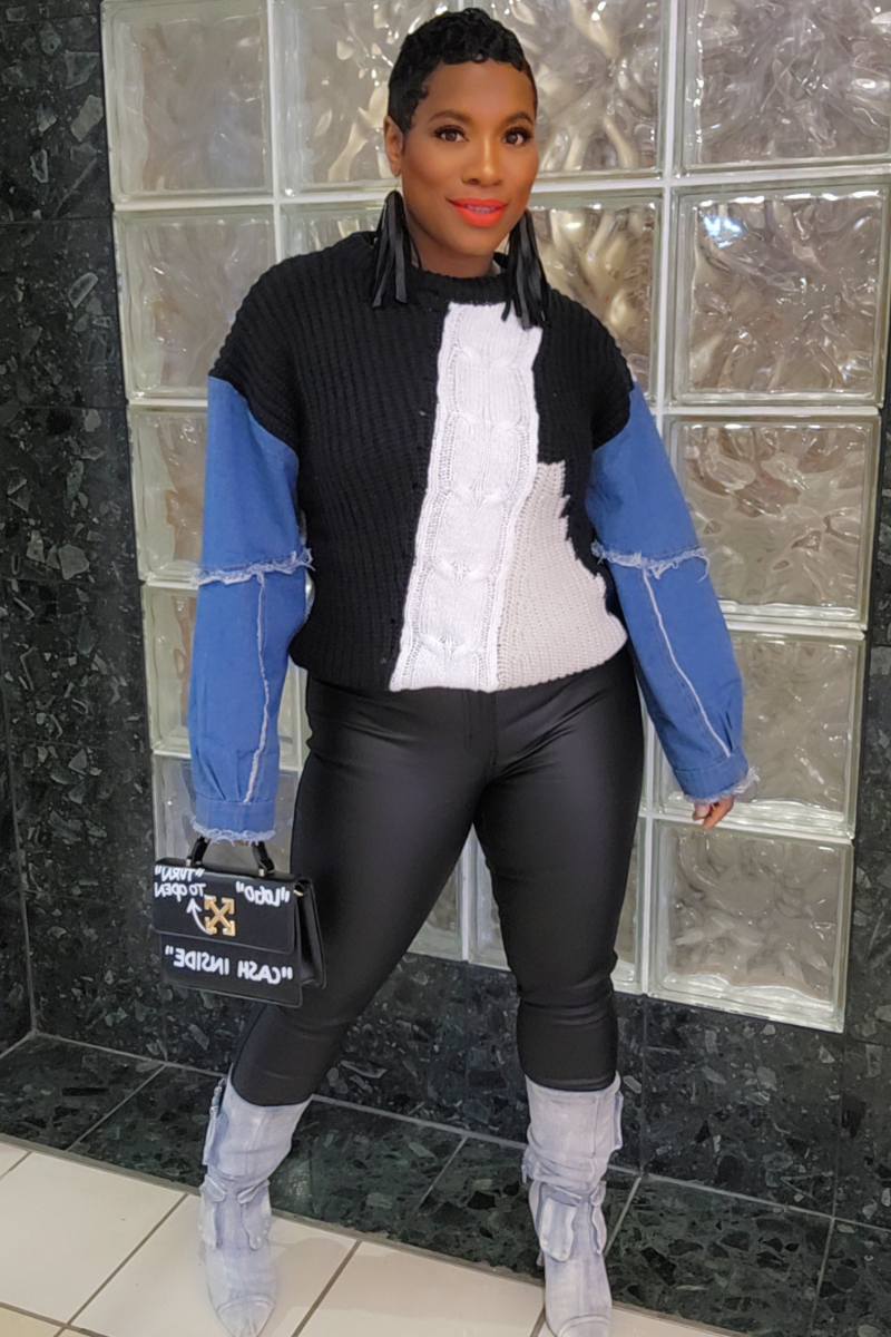 Andrea Colorblock Sweater (Blk)