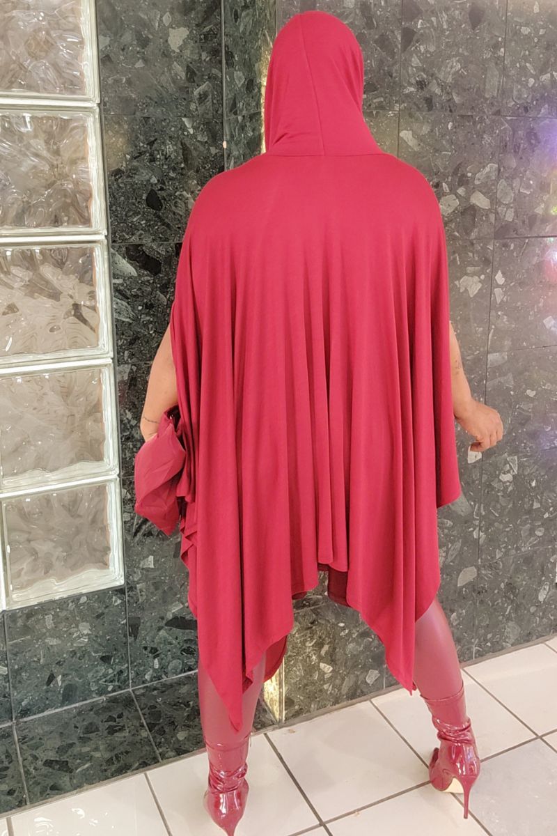 Eva Poncho Dress(burg)