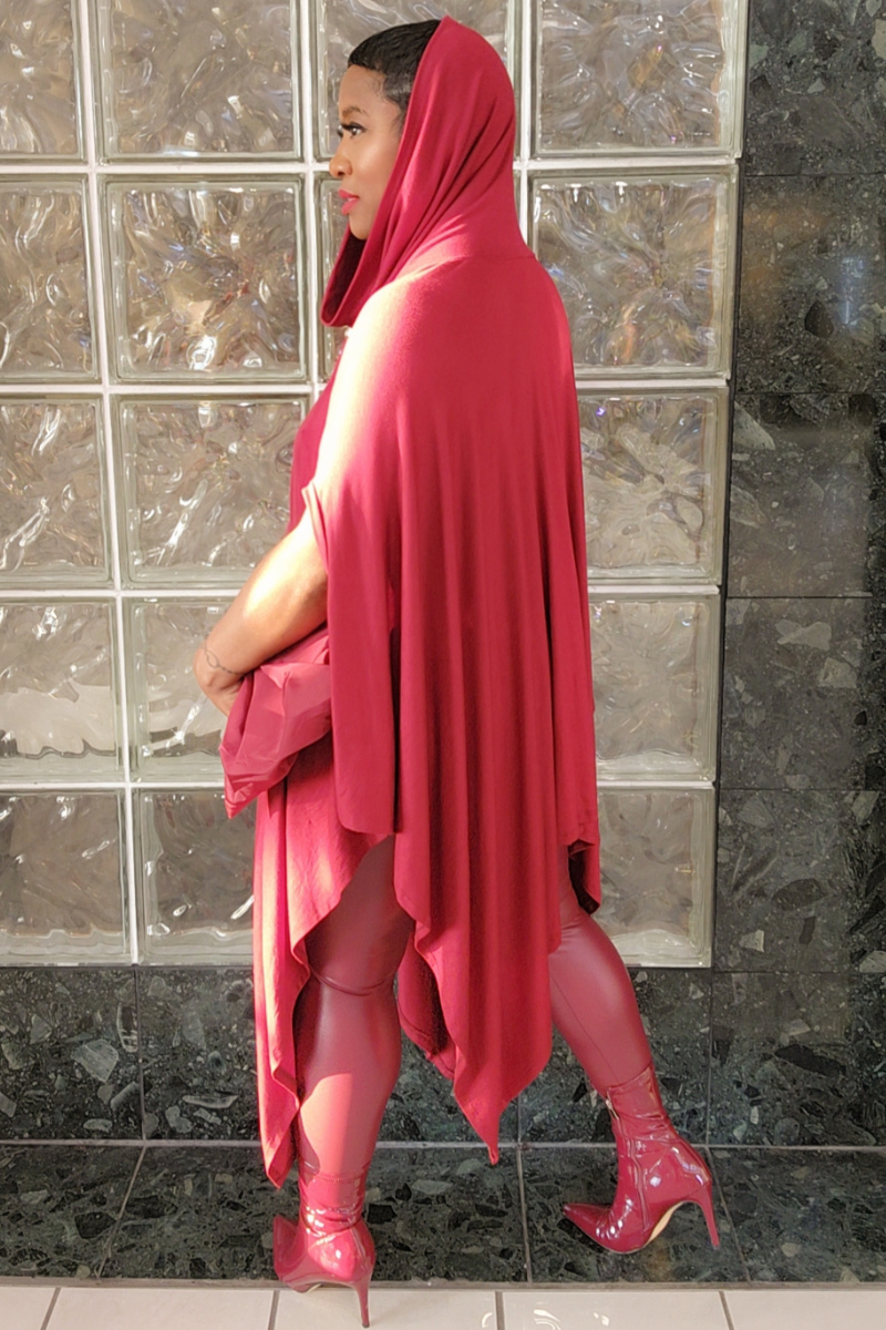 Eva Poncho Dress(burg)