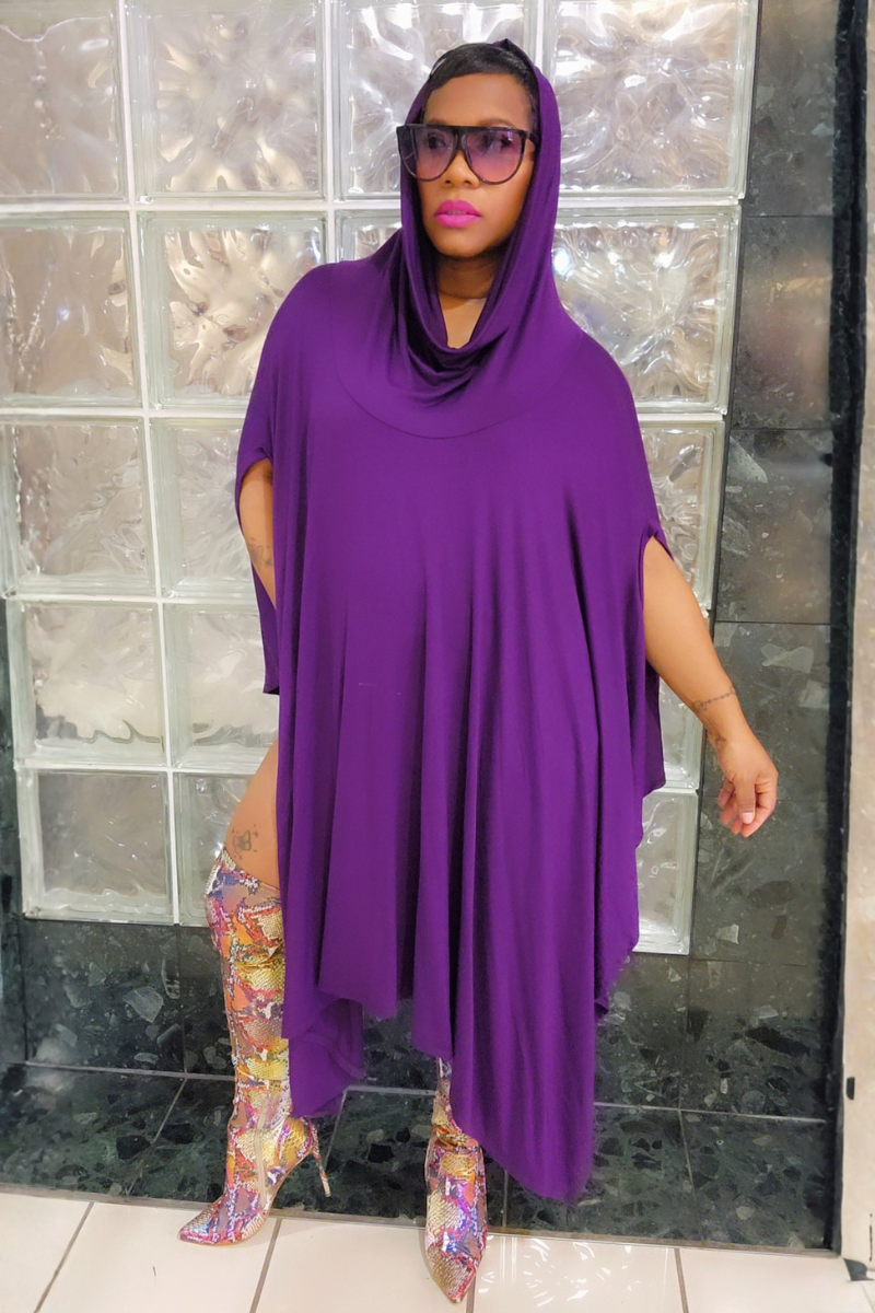 Eva Poncho Dress(purple)