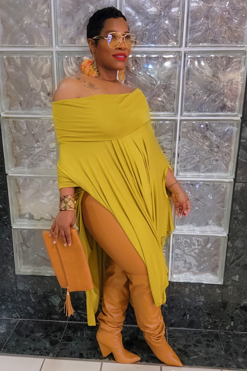 Eva Poncho Dress(chartruese)