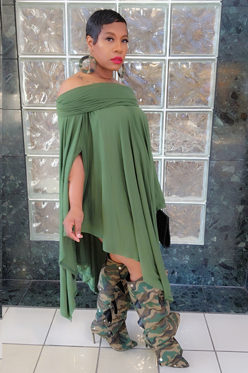 Eva Poncho Dress(olive)
