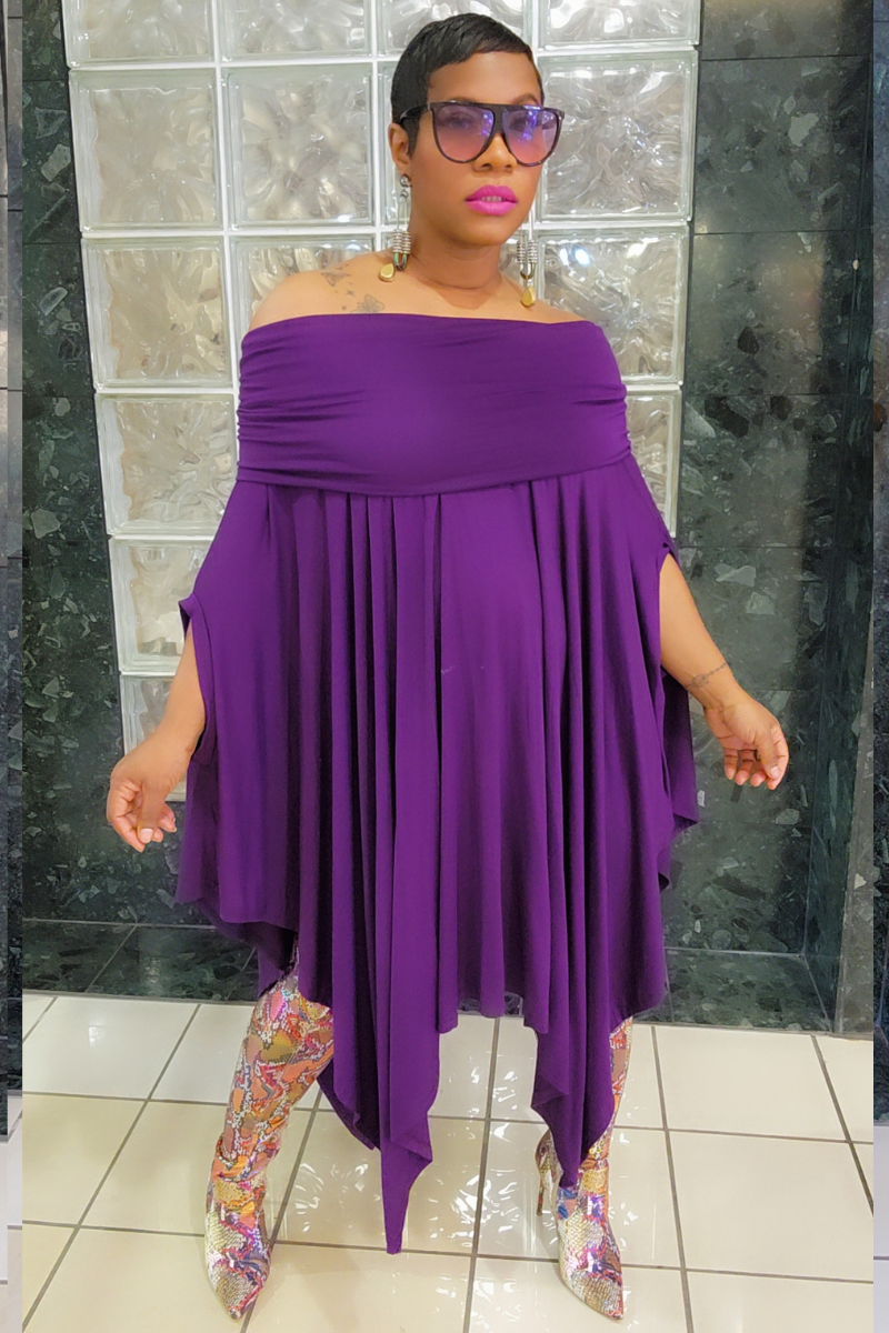 Eva Poncho Dress(purple)