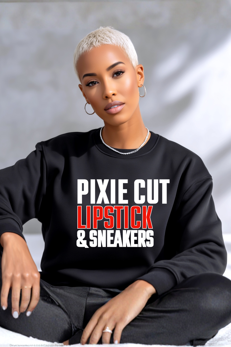 Pixie, Lipstick, & Sneakers Sweatshirt (Blk)