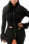 Tasia Double Zip Cardigan - (Blk)