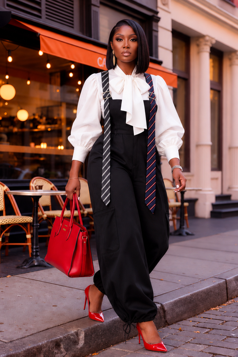 Standing On Business Jumpsuit-Blk