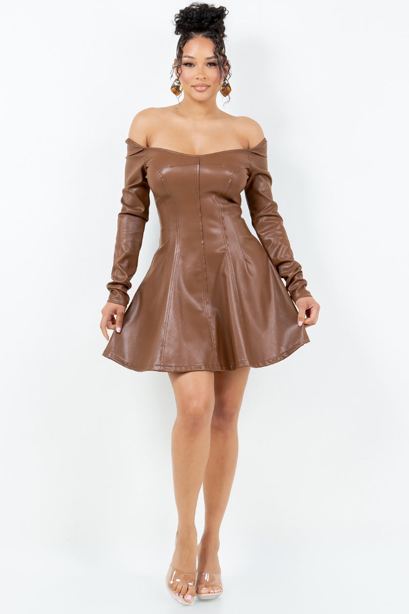 Fit N Flare Leather Dress