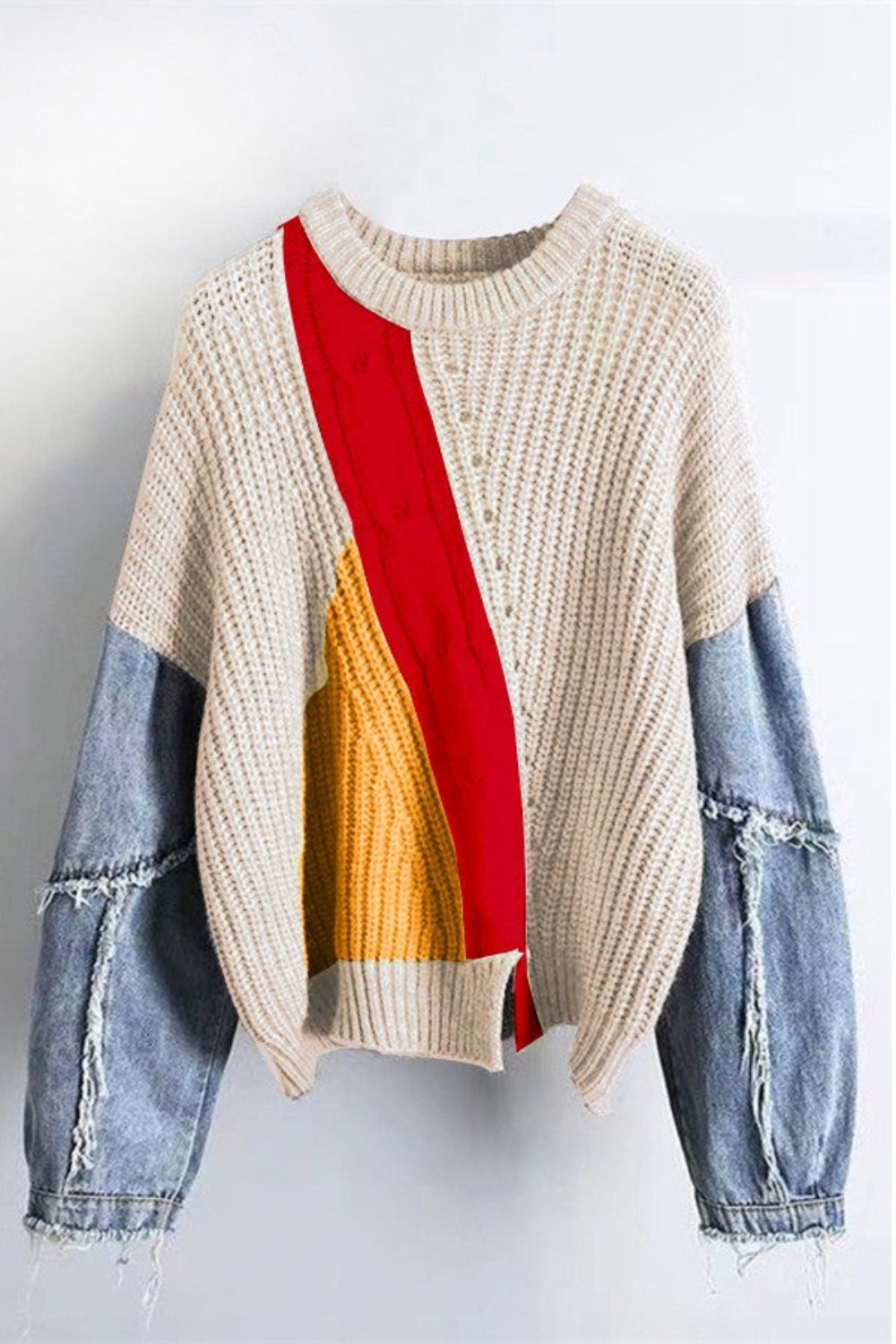 Angel Colorblock Sweater (Red) Available For Pre-Order -Ships On or Before 11/29