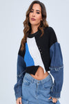 Amelia Colorblock Crop Sweater (Blue) Available For Pre-Order - Ships On or Before 11/29