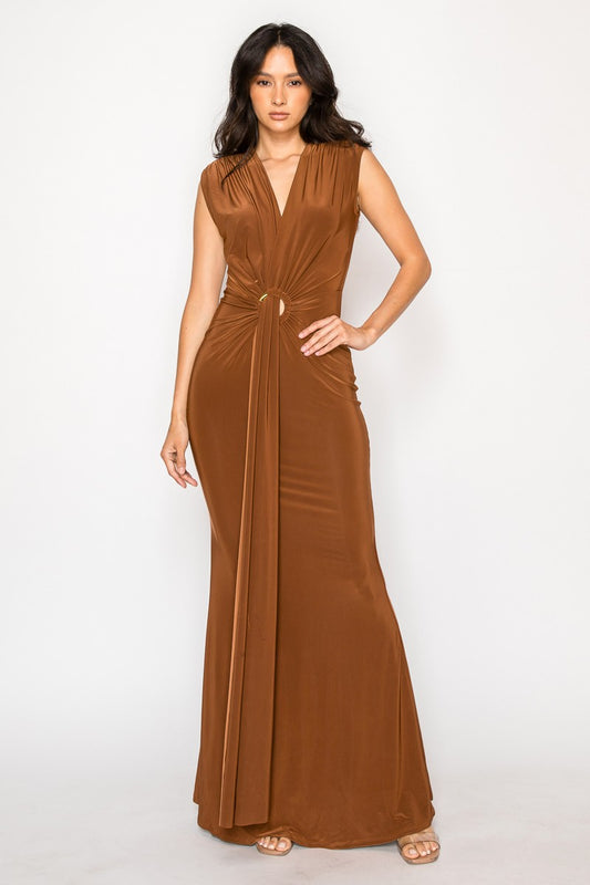 CeCe Maxi Dress (Cognac) Avail for Pre-order- Ships on or before 5-23-25