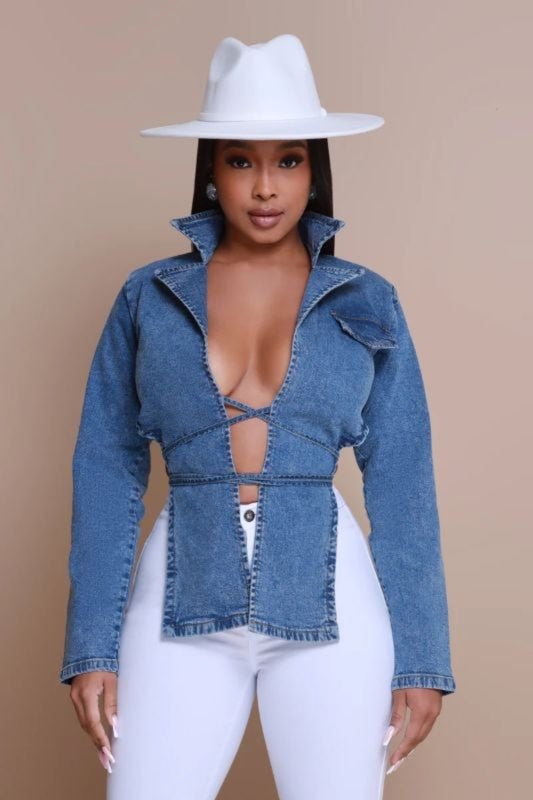 Jackie Denim Wrap Top