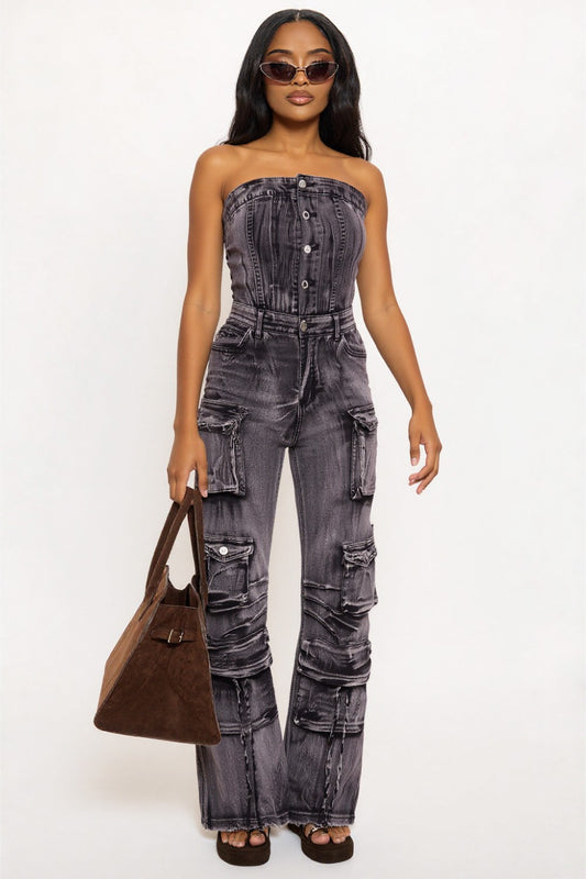 "Aliyah" Cargo Jumpsuit (blk)