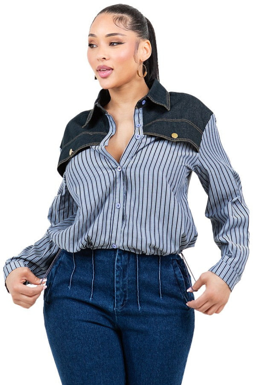 Kali Striped Contrast Top