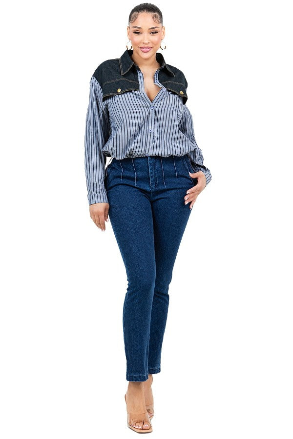 Kali Striped Contrast Top