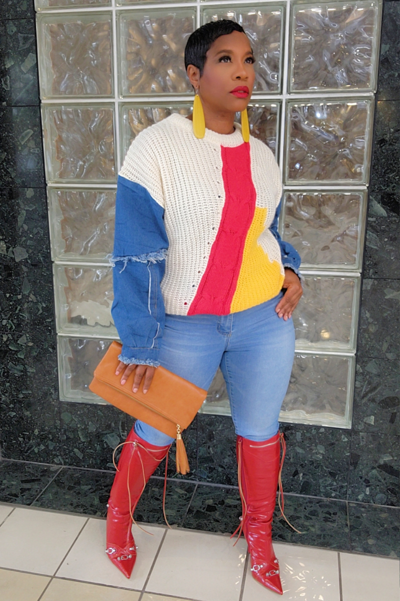 Andrea Colorblock Sweater (Red)