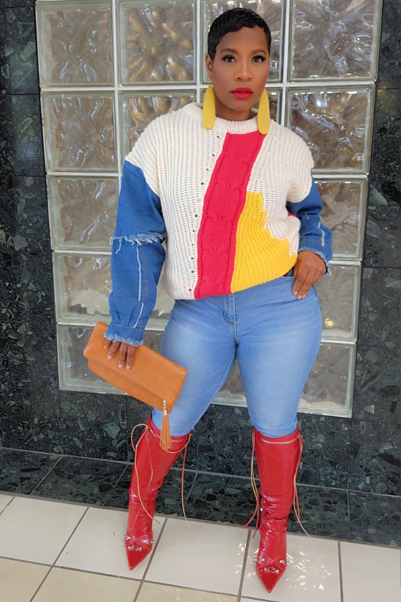 Andrea Colorblock Sweater (Red)