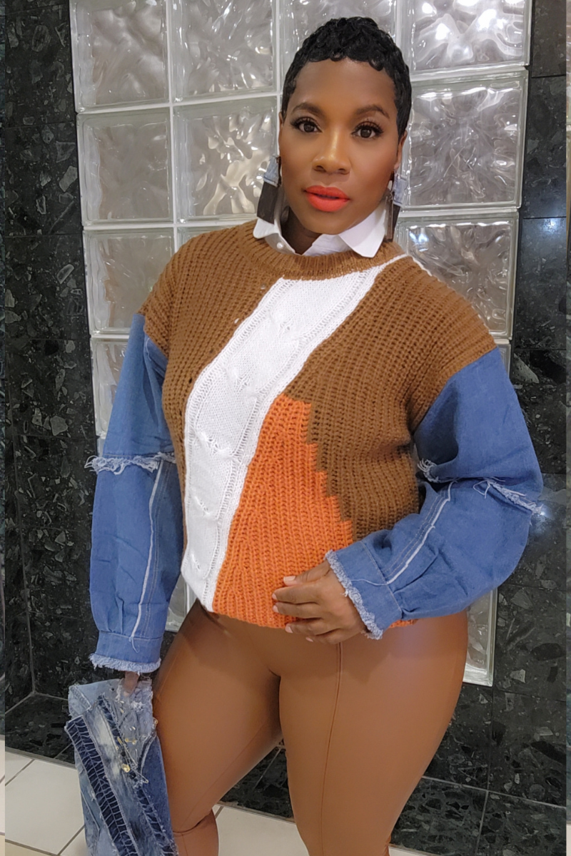 Andrea Colorblock Sweater (Brwn)