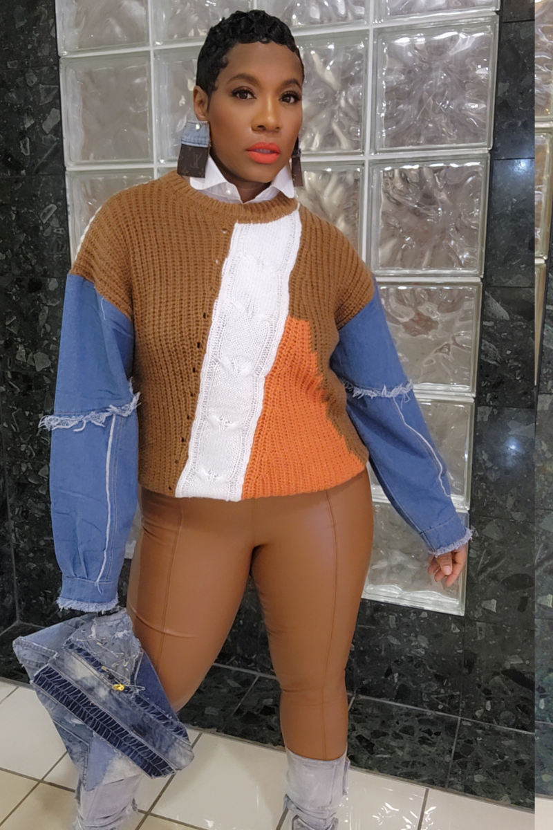 Andrea Colorblock Sweater (Brwn)