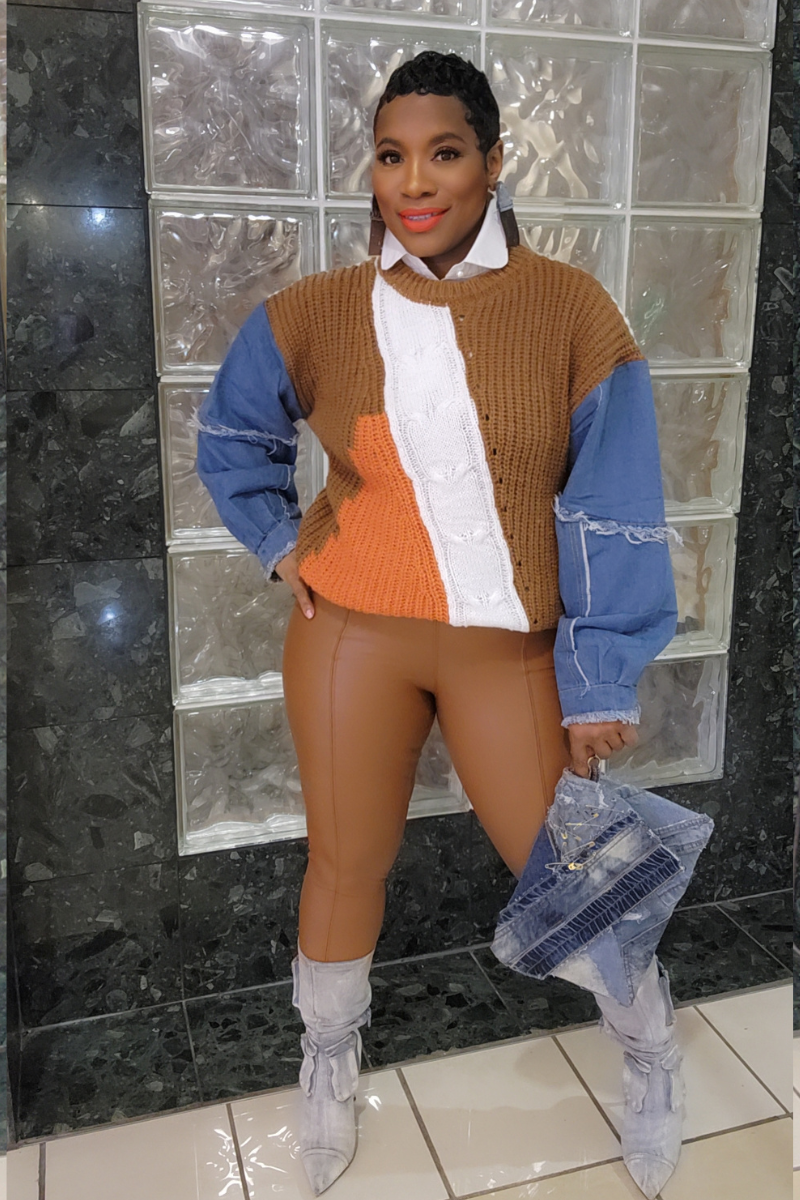 Andrea Colorblock Sweater (Brwn)