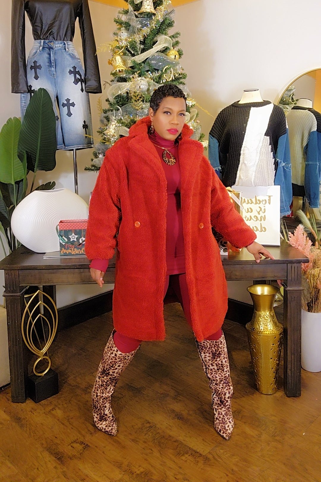 Beary Good Sherpa Coat (Crimson)