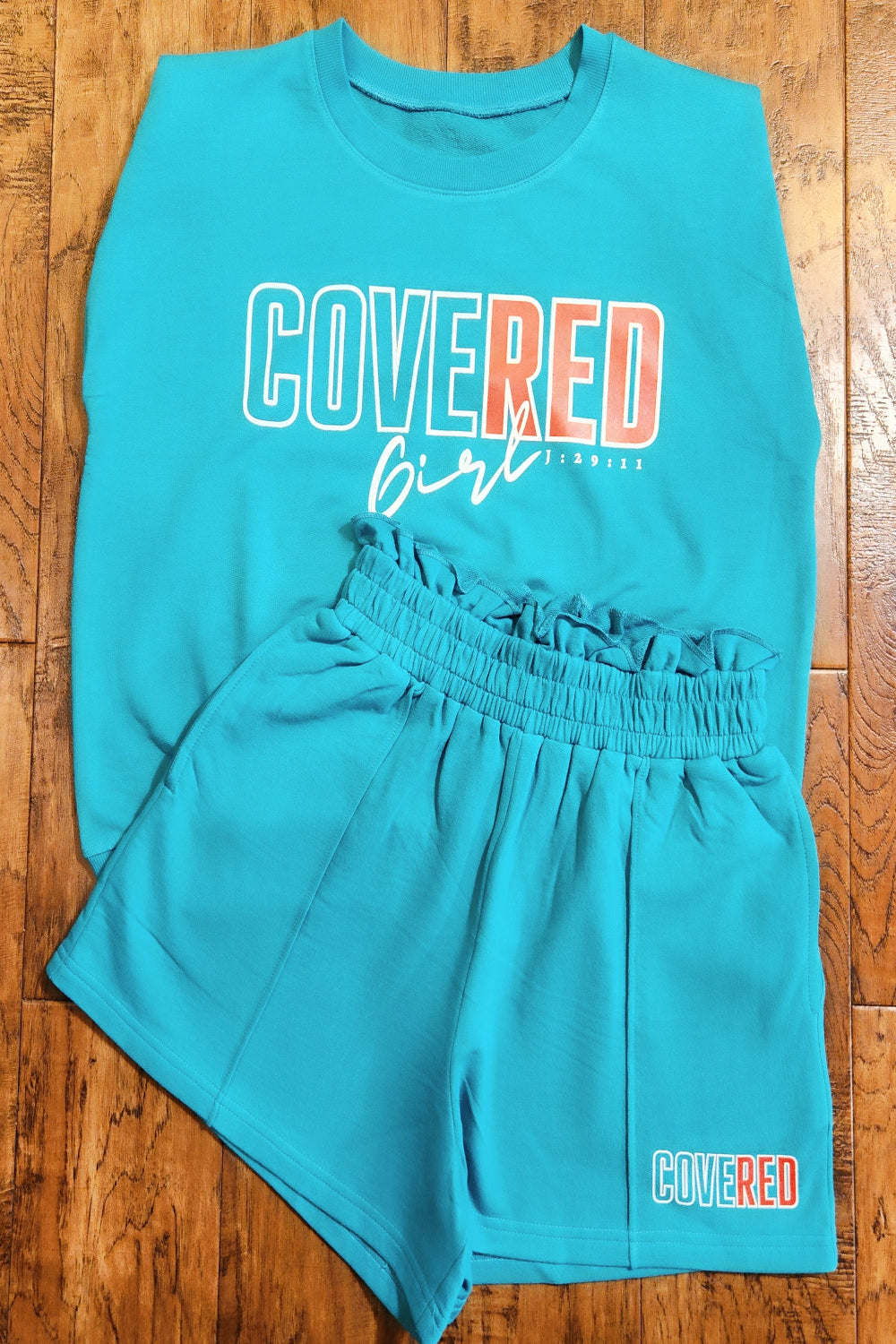 Covered Short Set- Teal(SS)