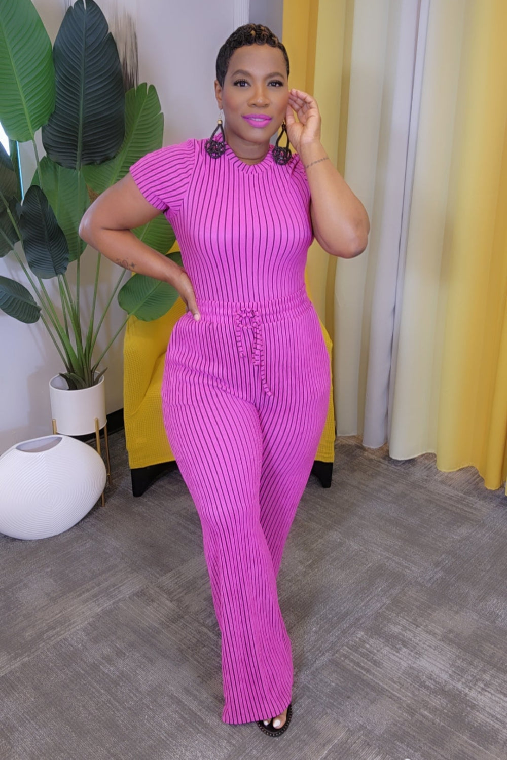 Latoya Striped Set- Fusc