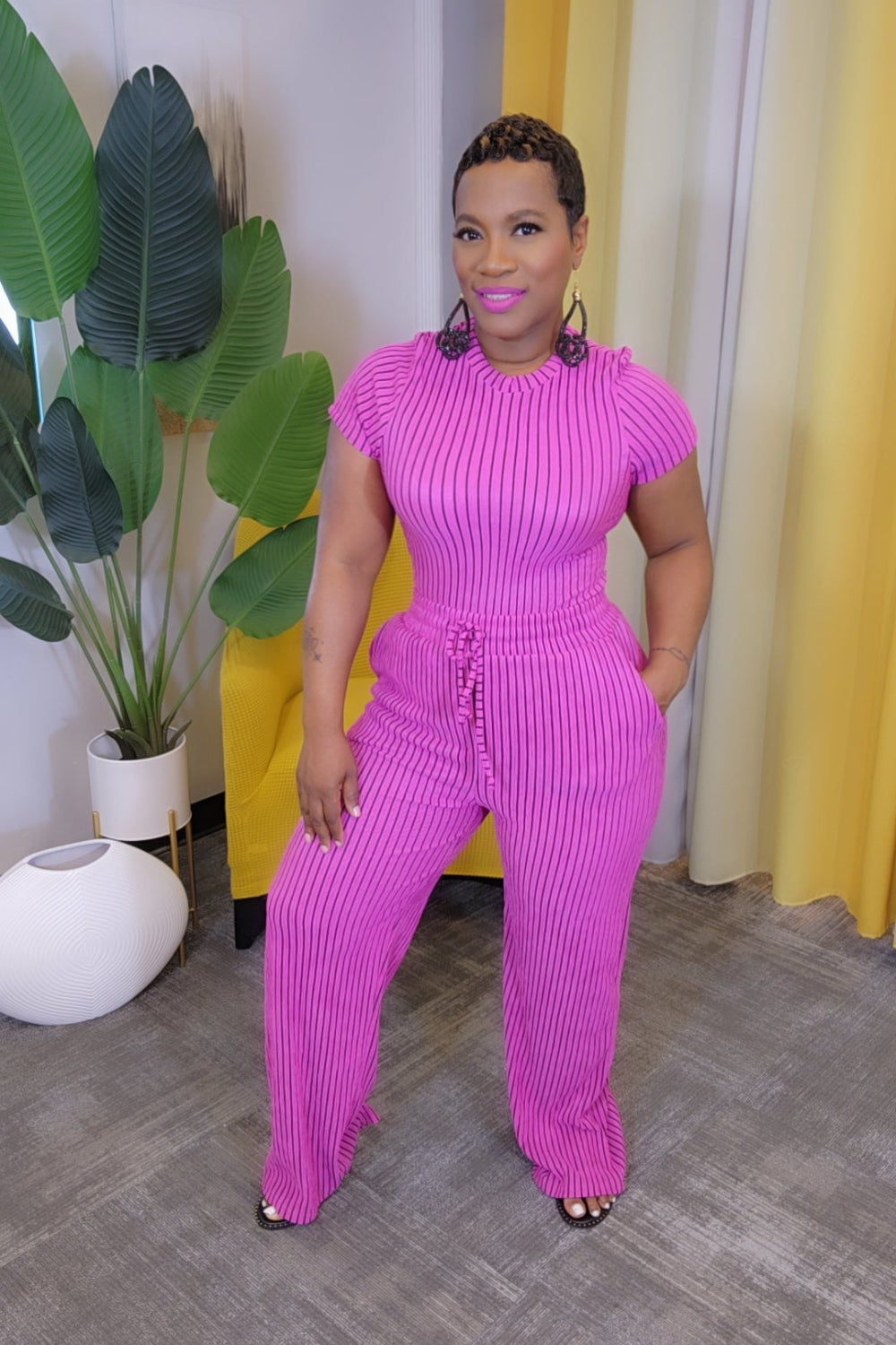 Latoya Striped Set- Fusc