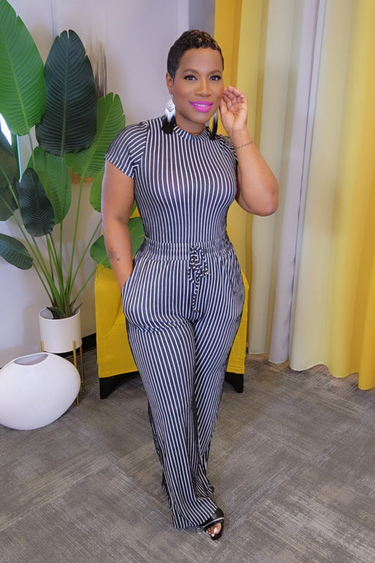 Latoya Striped Set- Blk