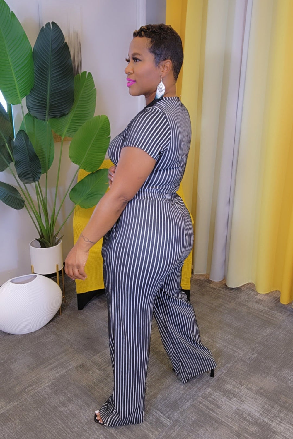 Latoya Striped Set- Blk